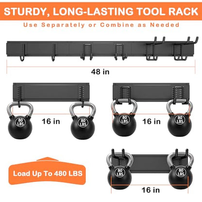 Ultrawall Garden Tool Organizer, 48 Inch Garage Tool Organizer Wall Mount, Heavy Duty Steel Wall Holders for Tools, 400lb Weight Capacity