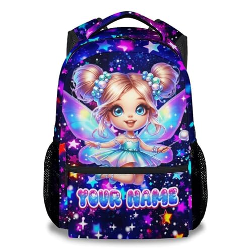 COZYAURA Backpack for Girls Personalized Kids Bookbag with Name - 17 Inch Durable Fairy School Bag for Primary Kindergarten Toddler - color: Purple
