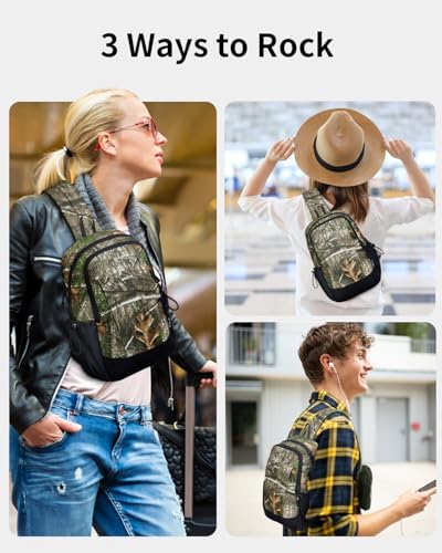 ECOHUB Crossbody Bags for Women Men, Anti-Theft RFID Blocking Sling Backpack with Sturdy SBS Zippers Water Resistant Chest Shoulder Bag Daypack with 9 Pockets Casual Outdoor Hiking, Camouflage - color: Camouflage