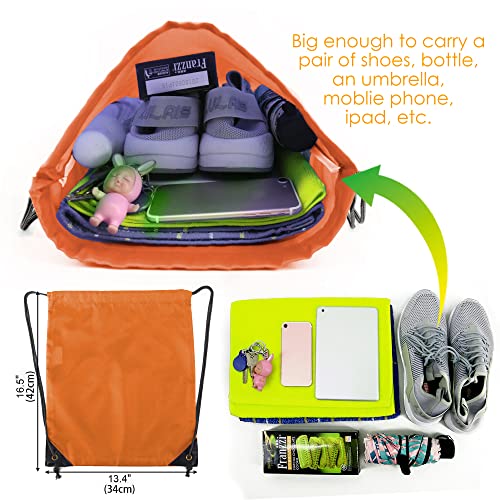 BeeGreen Orange 20 pieces Drawstring Backpack Bags Cinch Bags Bulk Heavy Duty Thanksgiving Bags to Hold Pumpkin Machine Washable Lightweight Sackpack Bags for Women Men - color: Orange