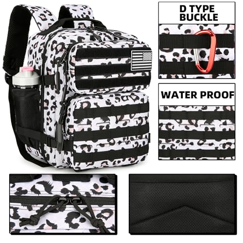 9L Mini Tactical Backpack for Men and Women Tactical Backpack Small for Hiking Small Tactical Bag Fitness Pack - color: White Leopard