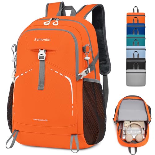35L Lightweight Packable Backpack – Durable Foldable Daypack for Travel, Hiking, and Gym (Orange) - color: 35l-orange