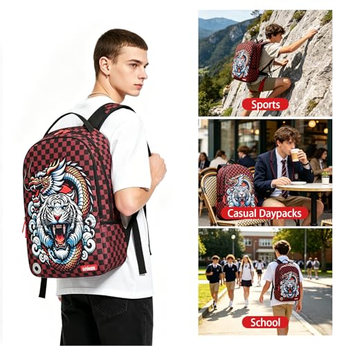 Graffiti Backpack, Designer Laptop Backpack for 15.6 Inch Work,Water Resistant Backpack Computer Bag, DragonTiger - color: Dragontiger