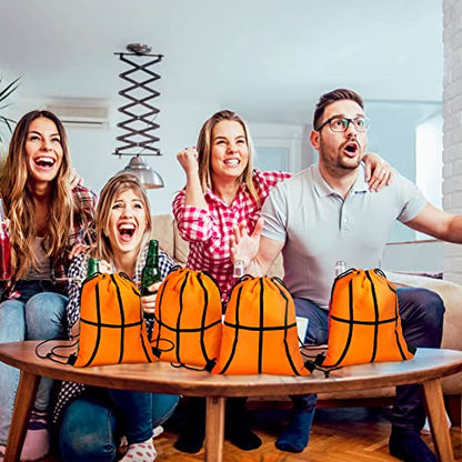 Tanlade 24 Pcs Drawstring Bags Cinch Sack Candy Drawstring Bag Goodie Favor Bags Supplies Gifts for Sports Party Men Women(Basketball,10 x 12 Inch) - size: 10 x 12 Inch, style: Basketball
