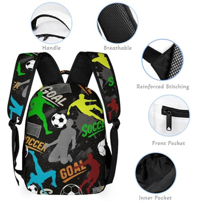 Soccer Theme Backpack Set for Kids,School Bookbag with Lunch Box and Pencil Pouch Bag(Soccer-2) - color: Soccer-2