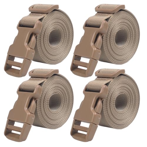 XTACER 1 Inch Molle Backpack Accessory Strap Luggage Straps Cover Strap Sleeping Bag Strap with Buckle (TAN, 24in) - color: TAN, size: 24 Inches