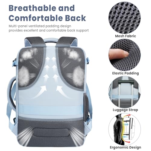BAGAIL Travel Laptop Backpack, Carry on with USB Port, Luggage Bag for Holiday-Light Blue - color: Light Blue