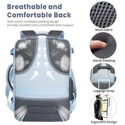 BAGAIL Travel Laptop Backpack, Carry on with USB Port, Luggage Bag for Holiday-Light Blue - color: Light Blue