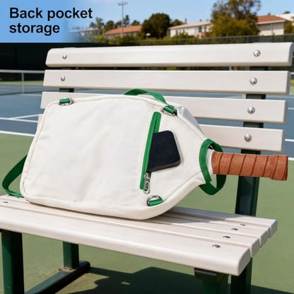 LAKE OF FIRE Pickleball Paddle Cover Crossbody Bag with Adjustable Strap Pickle ball Sling Bag Lightweight Pickleball Gifts for Men and Women - color: Green