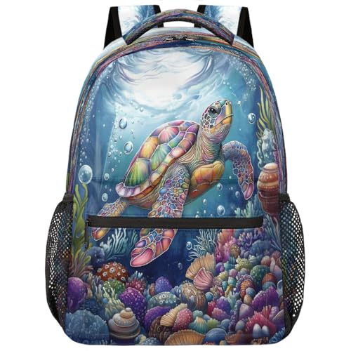 Turtle Kids Backpack for Girl Boy Waterproof Kids Back Pack | Animal Color School Bookbag fit Women Men Lightweight Rucksack Casual Daypack Carry On Bag for Work Hiking Camping Gym Travel - color: Art Animal Turtle Colorful