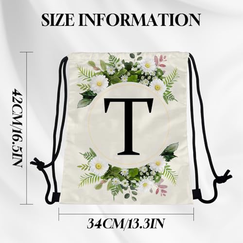 Initial Letter Drawstring Backpack String Sports Gym Bags Waterproof Sackpack Cute for Men Women Beach (13"×17") (Letter-T) - color: Letter-t