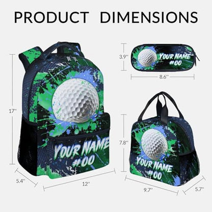 COZYAURA Kids' Backpacks - Personalized Golf Backpack Set for Boys Girls - Sports Bookbag for Elementary Middle School - Cool Ball School Bag with Lunch Bag & Pencil Case - color: Style-a