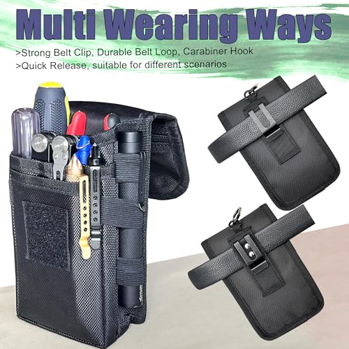 Belt Clip Tool Pouch Holster, Maezar Premium Nylon Utility Sheath Bag, Multitool Organizer Pouch for EDC Gears Cellphones for Men, Tactical Tool Bag, Small Pocket Phone Holder Case