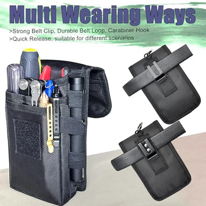 Belt Clip Tool Pouch Holster, Maezar Premium Nylon Utility Sheath Bag, Multitool Organizer Pouch for EDC Gears Cellphones for Men, Tactical Tool Bag, Small Pocket Phone Holder Case