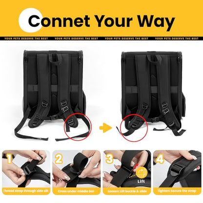 Conlun Cat Backpack Carrier for Small Dogs and Cats Fit Up to 15 Lbs,Small Dog Backpack, Foldable with 3-Side Mesh Windows, Pet Carrier for Travel & Hiking Friendly，Black - color: Black
