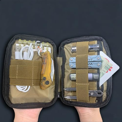 ROARING FIRE Picofire Pro EDC Pouch Organizer - Small Tool Pouch for Electronics, Cables, Flashlights,Multitool - with YKK Zippers, Water-Resistant 500D Nylon, Pocket pouch for men - color: fde