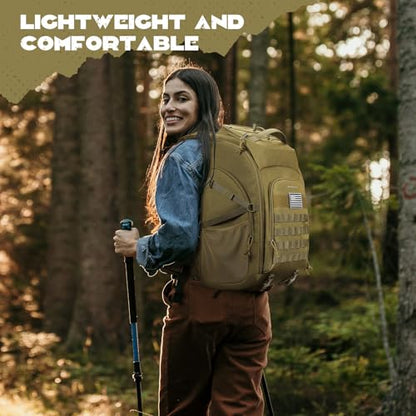 Maelstrom Tactical Backpack for Men, Water Resistant 40L Military Backpack, for Hiking, Camping, Gym with Molle System (Khaki) - color: B.khaki