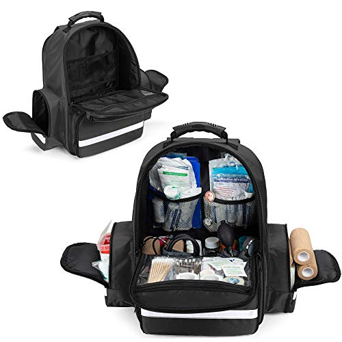 Trunab First Responder Trauma Backpack, Empty, Black | Medical Emergency Kits Storage, For EMT, EMS, Police, Firefighters, Jump Bag Pack - color: Black
