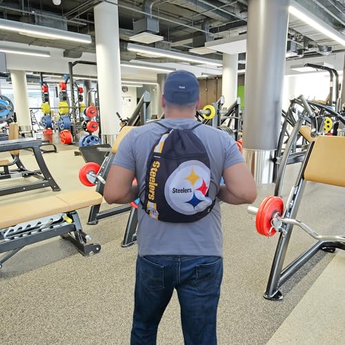 FOCO Pittsburgh Steelers NFL Drawstring Backpack with Zippered Pocket — Officially Licensed, Cordura Nylon - color: Pittsburgh Steelers