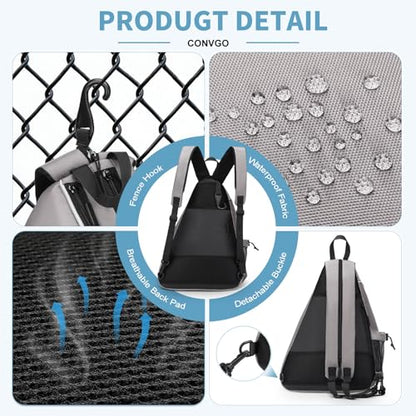 Pickleball Bag for Women Men, Adjustable Pickleball Backpack, 2 in 1 Sports Sling Bag for Pickleball Tennis - color: Grey