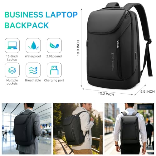 FUTURE AESTHETIC Business Smart Backpack Waterproof fit 15.6 Inch Laptop Backpack with USB Charging Port,Travel Durable Backpack - color: Black