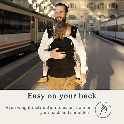 Beco Toddler Carrier with Extra Wide Seat, 100% Cotton - Front-Carry & Backpack Style - Lightweight & Ergonomic Sling Carrier for Children (24-48 Months) - Metro Black - color: Metro Black