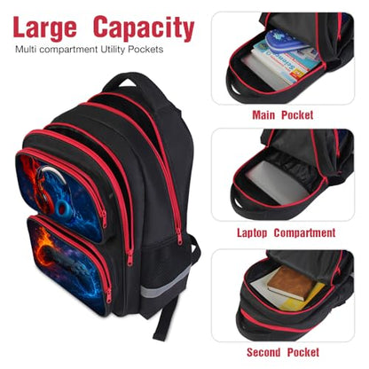 ZRENTAO Kids Backpack, 3D Reflective Cartoon, 600D Polyester & Dual Zippers, 17" Bookbag with Ergonomic Design for boys & girls age 6-18, Headphone Space Style for school Children Kids - color: 19#headphone