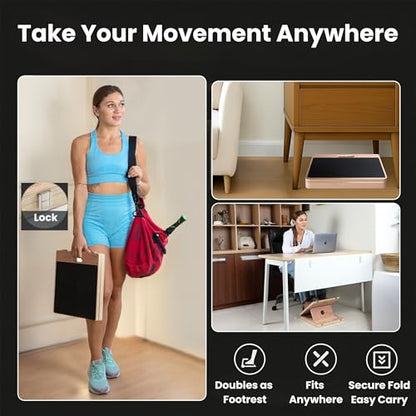 14″ Wide Premium Portable Wooden Slant Board, Thicker Bottom – Professional Adjustable Calf Stretching, Beginner & Rehab Friendly, Exercise Guide and Bonus Muscle Roller, Squats, Physical Therapy - color: Natural, size: 14x14 Inch