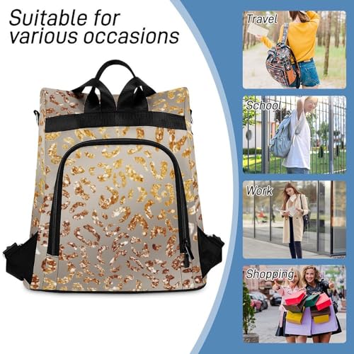 Women Fashion Backpacks Grey Gradient Leopard Print Handbags for Women Anti Theft Fashion Back Pack Shoulder Bag - color: Grey Gradient Leopard Print, size: No Custom