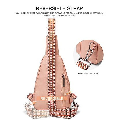 LATMAP 7L Sling Bag For Women Faux Leather Anti Theft Small Casual Daypack Backpack Fanny Pack Crossbody Chest Bags Purse Waterproof Light Pink - color: 7l-light Pink