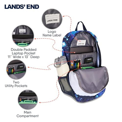 Lands' End Unisex Kids Medium ClassMate Lightweight Durable Elementary School Backpack, Pro Star Navy - color: Pro Star Navy