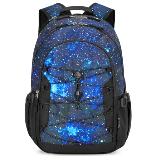 Choco Mocha Boys School Backpack, Blue Backpack for Teen Boys Kids Large Bookbag 17.5 Inch, Galaxy - color: Blue-galaxy