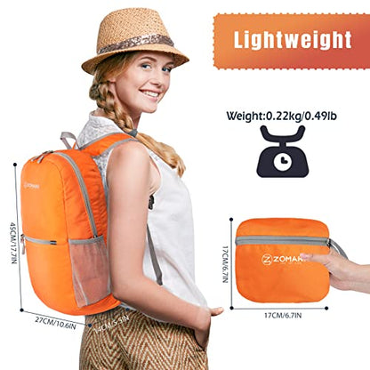 ZOMAKE Ultra Lightweight Hiking Backpack 20L, Packable Small Backpacks Water Resistant Daypack for Women Men(Orange) - color: Orange