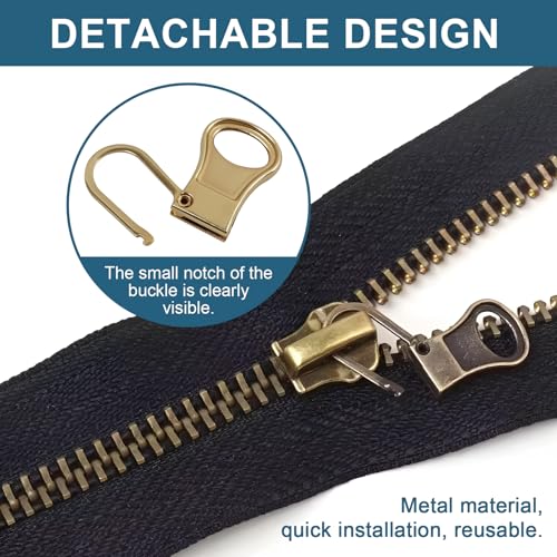 RJLCTH 10 Pcs Zipper Pull Replacement, Metal Zipper Pull Tabs | Universal metal pull tabs for jacket, pants, coat, shoes, backpack, suitcase, purse, and luggage zipper repair; 5 colors