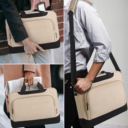 DOMISO 17-17.3 Inch Laptop Bag Large Capacity Laptop Shoulder Bag for Dell XPS/HP Pavilion 17/Lenovo Chromebook 317, Beige - color: Beige, size: 17 - 17.3 Inch