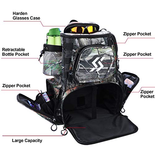 Sougayilang Fishing Tackle Backpack Waterproof Tackle Bag Storage with 4 Trays Tackle Box
