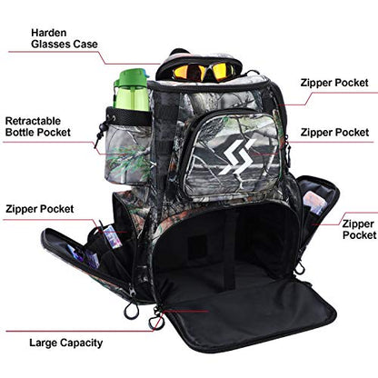 Sougayilang Fishing Tackle Backpack Waterproof Tackle Bag Storage with 4 Trays Tackle Box