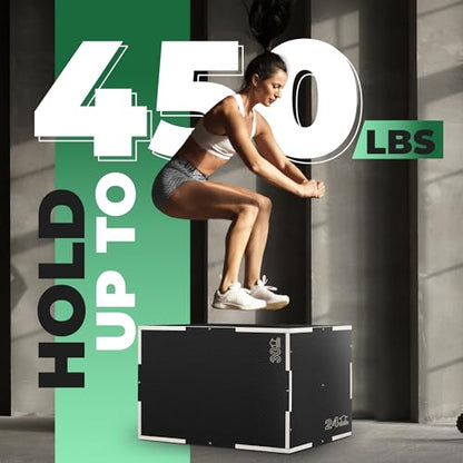 Yes4All 3 in 1 Non-Slip Wooden Plyo Box, Step Up Box for Workout, Plyometric Jump Box for Skipping, Jumping, Lunges, Squats, Dips - style: 24" x 20" x 16"