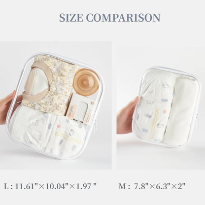 6-Pack Large Clear Hard Shell Zipper Pouches, Clear Zipper Bags, Hard Case Pouches for Purse & Diaper Bag Organizer,and Travel Essentials（6L） - size: 6L