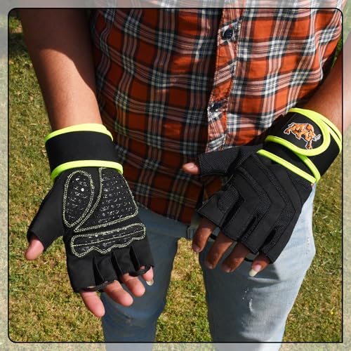 Workout Gloves for Men & Women | Gym Weight Lifting Gloves with Wrist Wrap Support | Full Palm Protection & Extra Grips for Weightlifting Fitness, Hanging, Pull ups