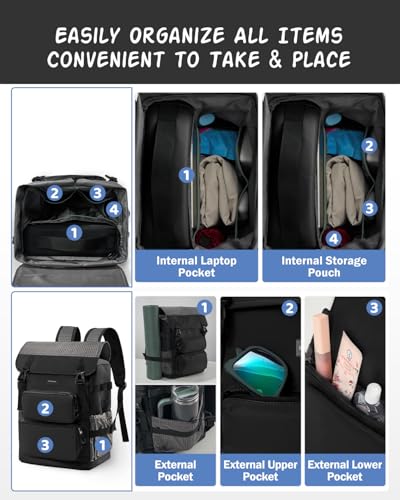 Odoland 2-in-1 Cooler Backpack with Removable Insulated Bag, 26L Leak-Proof Dry Wet Separation Backpack with 9L Cooler (20 Cans) for Beach Picnic Camping Day Trip, Lunch Diaper Bag for Men Women - color: Black