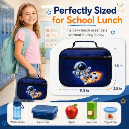 LEDAOU Lunch Box Kids Insulated Lunch Bag Boys Girls Toddler Reusable Lunchbox for School Picnic Hiking (Astronaut pattern) - color: Astronaut pattern