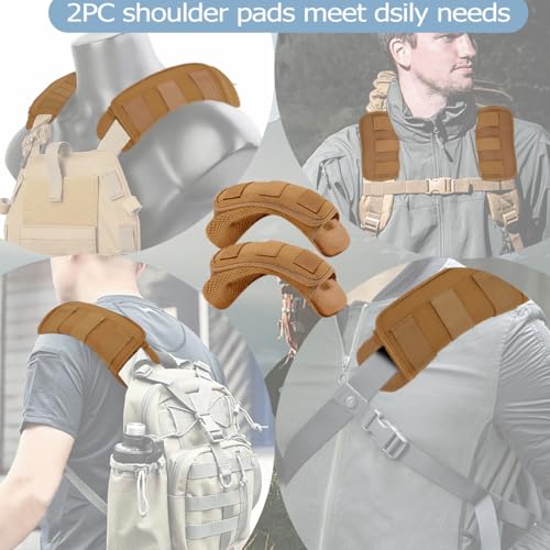 ZINMARK 2Pcs Thick Cushioned Shoulder Pads, Anti-Slip Design and Breathable Mesh Pads for Shoulder Strap,Soft and Comfortable - color: Khaki