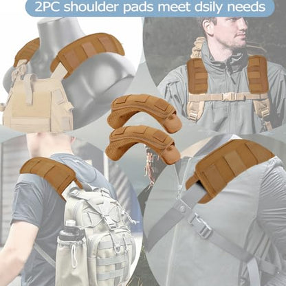 ZINMARK 2Pcs Thick Cushioned Shoulder Pads, Anti-Slip Design and Breathable Mesh Pads for Shoulder Strap,Soft and Comfortable - color: Khaki