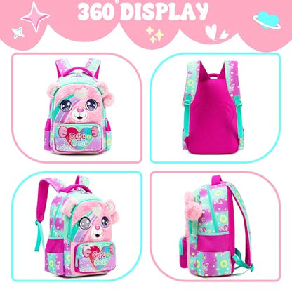 Meetbelify Kids School Backpacks for Girls Boys Backpack with Lunch Bag for Elmentary Students - color: 01 Bear