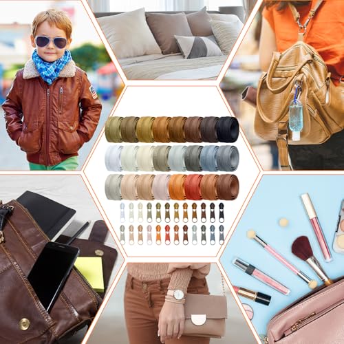 Syhood 24 Colors Zipper Repair Kit, #5 Nylon Coil Sewing Zippers Sewing Supplies Zipper Tape Zippers by the Yard with 96 Pcs Zip Pulls Sliders Purse Hardware for Bags Making(24yard,Brown Series) - color: Brown Series