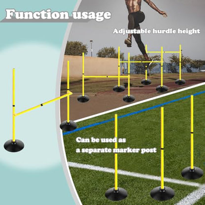 Adjustable Height Agility Hurdle Set Multi-Function Soccer Trainning Pole Set Coaching Sticks with Rubber Base - color: 3.3 FT