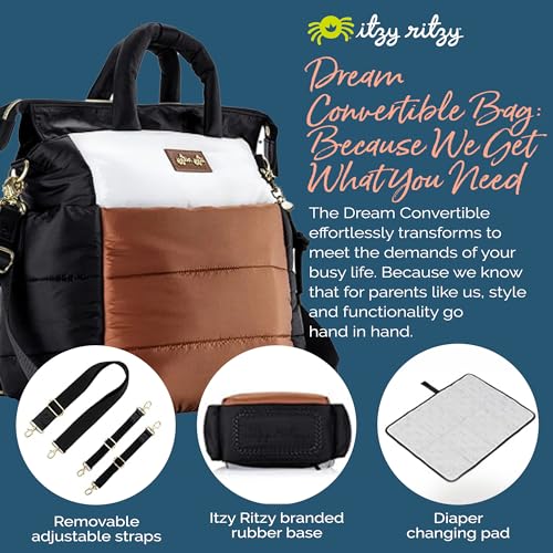 Itzy Ritzy Dream Convertible Diaper Bag Tote Backpack - Baby Diaper Bag with 14 Pockets, Changing Pad & More (Coffee & Cream) - color: Coffee & Cream