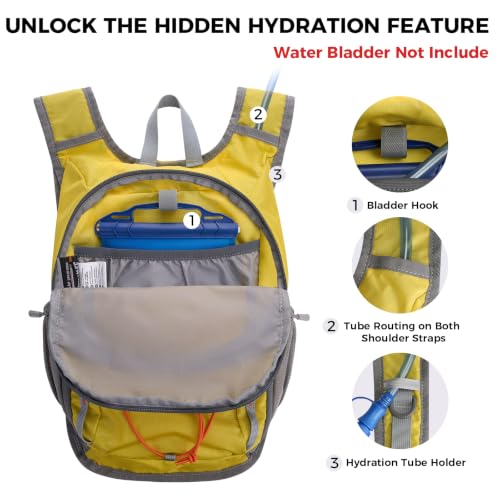 Small Hiking Backpack 13L Lightweight Foldable Travel Daypack for Men Women - color: Yellow