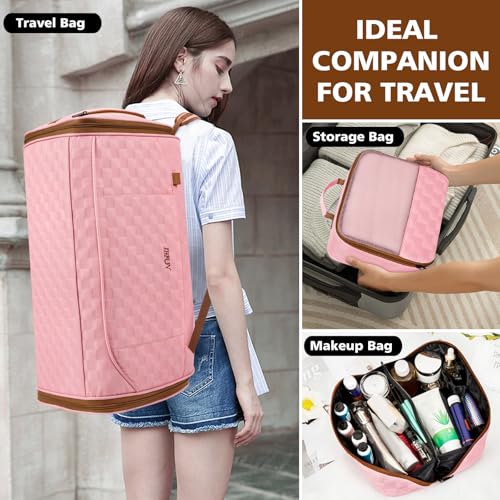 Convertible Garment Bags for Travel - Carry on Garment Duffle Bag with Backpack Straps for Men Women, 4 in 1 Large Travel Duffel Bags with Shoes Compartment Hanging Suit Dress Weekender Bag 3pcs Set - color: B-Pink